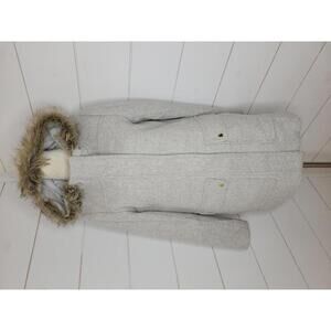 J Crew size 6 grey heavyweight wool blend coat with faux fur